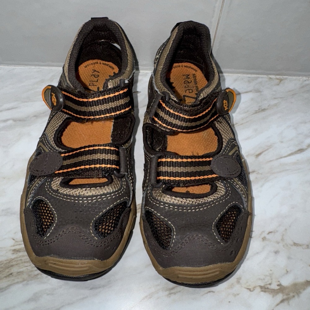 Stride Rite M2P Sandal Toddler Little Boy SZ 12 Brown Orange Close Toe Perry